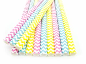 Strohhalme Papier - Gelb mit weißen Punkten - Details- decomazing.com