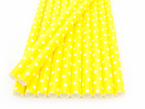 Strohhalme Papier - Gelb mit weißen Punkten - Details- decomazing.com