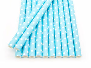 Strohhalme Papier - Hellblau mit weißen Punkten - Cocktails - decomazing.com