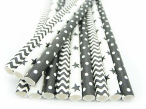 Strohhalme Papier - Gelb mit weißen Punkten - Details- decomazing.com