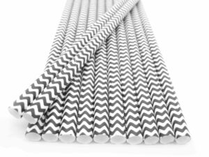Strohhalme Papier - Schwarz mit weißen Zacken- Cocktails - decomazing.com
