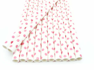 Strohhalme Papier - Gelb mit weißen Punkten - Details- decomazing.com