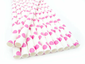 Strohhalme Papier - Gelb mit weißen Punkten - Details- decomazing.com