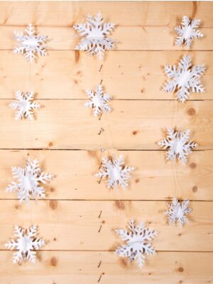 Girlande Schneeflocken 3D - Weiß Glitzer - decomazing.com