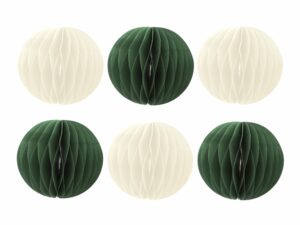 Baumschmuck Weihnachtsanhänger 6er Set - Ball grün weiss mix